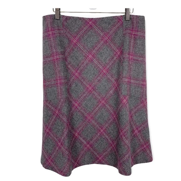 NWT Talbots Grey Wool Blend Plaid Blazer Skirt Set Size 12 - Picture 3 of 8